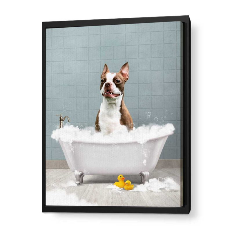 Custom Pet Portrait Bathroom, Pet Bathroom Painting Art, Funny Dog in Bathtub, Bathroom Prints