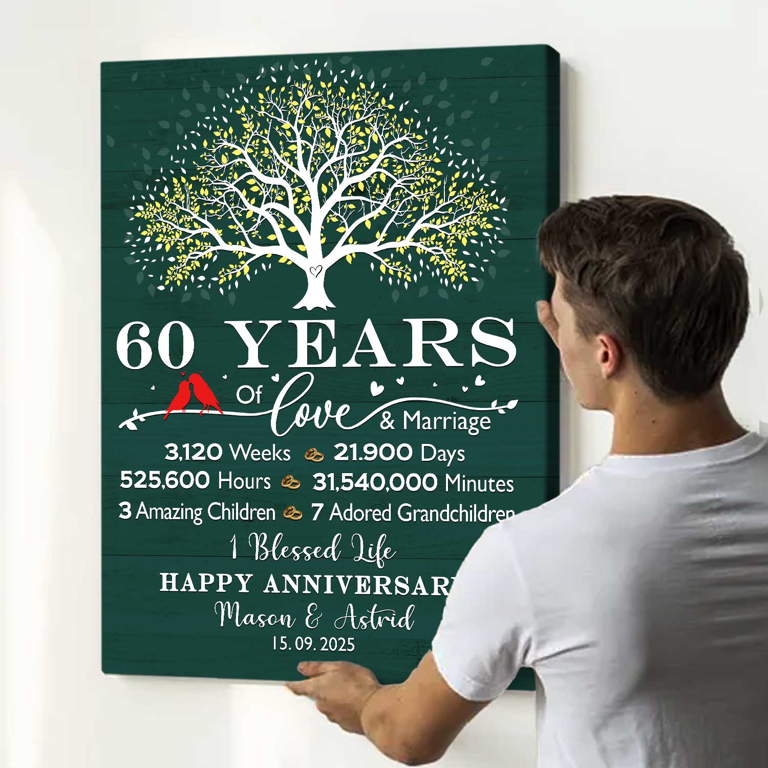 60th Anniversary Custom Canvas, 60 Year Anniversary Gift For 
