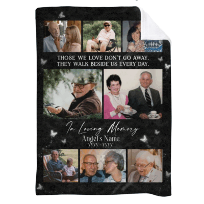 Personalized Memorial Photo Collage Blanket with pictures and name, sympathy remembrance gift for loss of loved one.