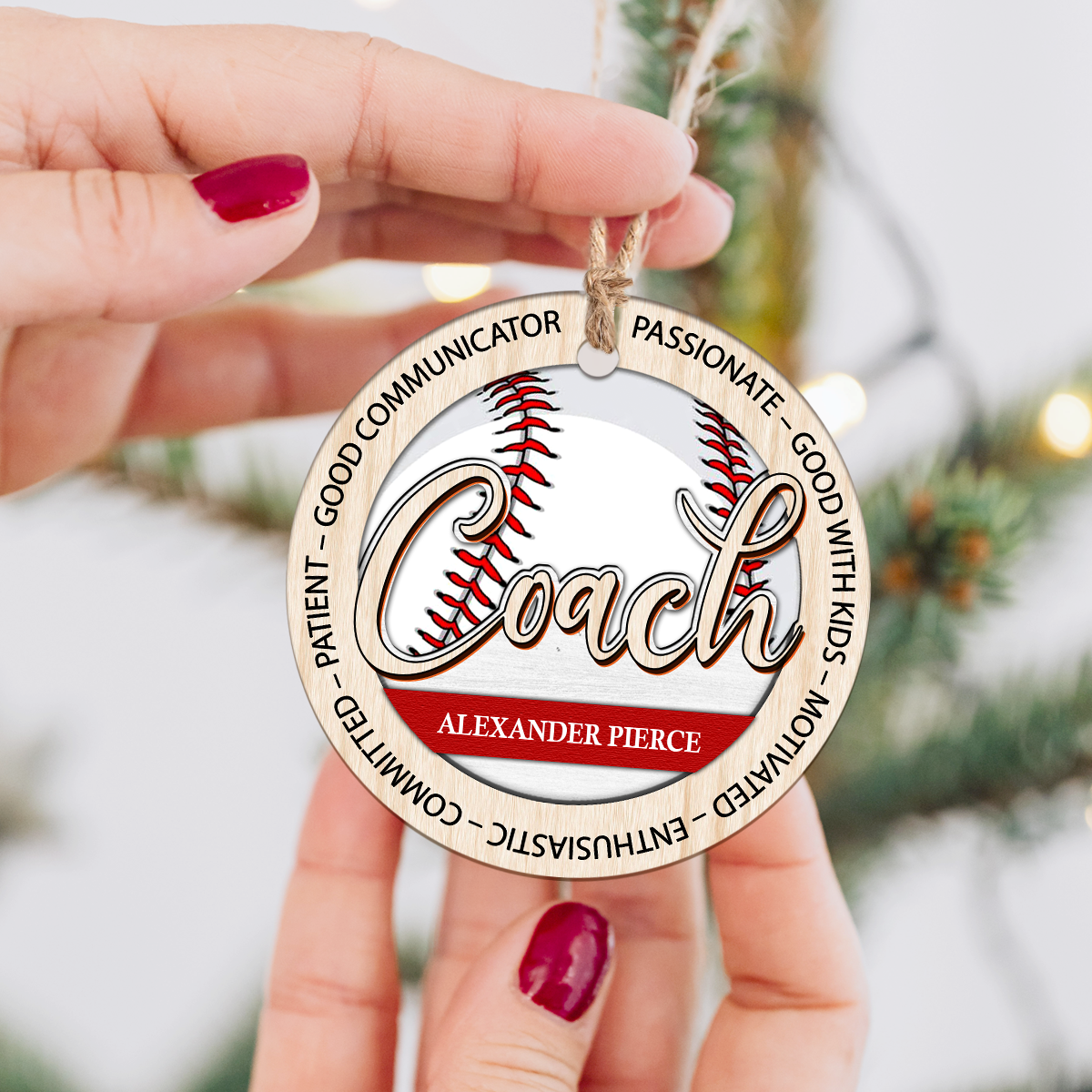 Personalized Baseball Coach Ornament with name and team, Christmas gift for baseball coach, coach appreciation keepsake.