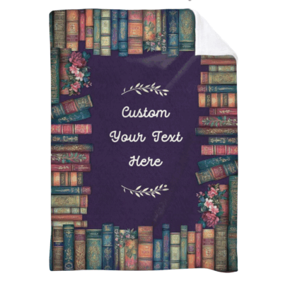 Personalized book lover blanket with custom name, perfect cozy Christmas gift for readers, teachers, moms, and grandmas.