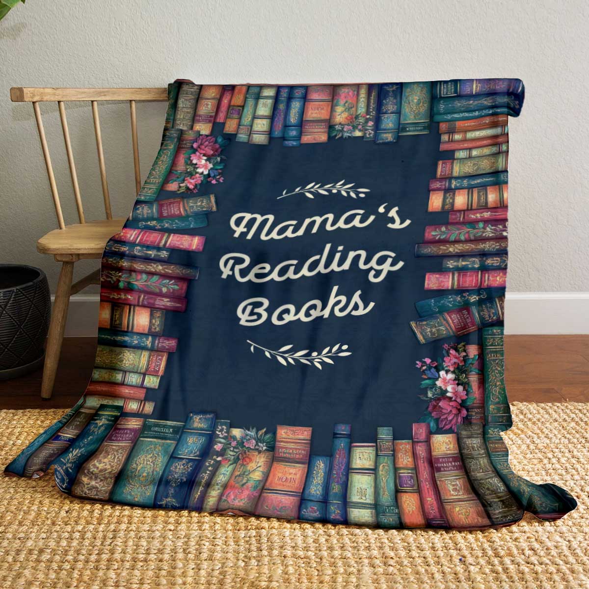 Personalized Book Lover Blanket – Christmas Gift for Readers, Reading Blanket for Mom, Teacher, or Grandma, Library Lover Gift 1 Personalized book lover blanket with custom name, perfect cozy Christmas gift for readers, teachers, moms, and grandmas.