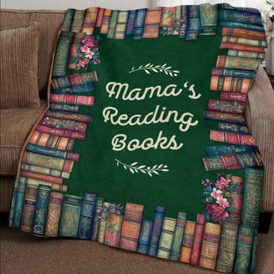 Personalized book lover blanket with custom name, perfect cozy Christmas gift for readers, teachers, moms, and grandmas.