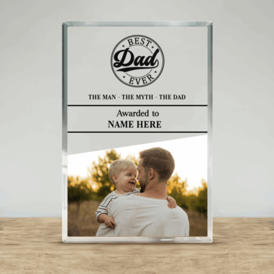 Personalized dad plaque with custom photo and name, thoughtful Christmas gift from kids, heartfelt appreciation keepsake.