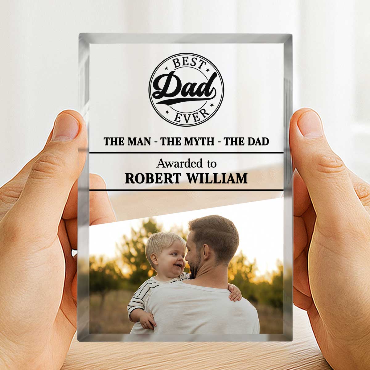 Personalized Dad Plaque – Christmas Gift for Dad from Kids, Custom Acrylic Dad Award, Heartfelt Thank You Gift, Appreciation Keepsake 1 Personalized dad plaque with custom photo and name, thoughtful Christmas gift from kids, heartfelt appreciation keepsake.
