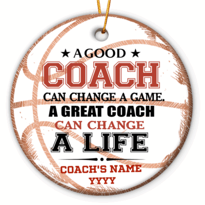 Personalized Basketball Coach Ornament - Gift for Basketball Coach, Custom Name and Year Ornament, Christmas Gift for Coaches