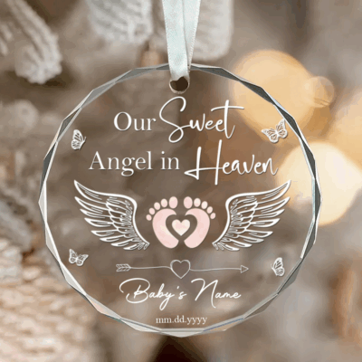 Personalized Baby Memorial Glass Ornament - Baby Loss Gift, Custom Name and Date Keepsake, Baby Angel Christmas Ornament