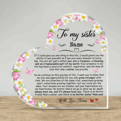 Personalized Acrylic Plaque for Sister - To My Sister Gifts With Name, Christmas Gift for Sister From Little Sister, Sister Keepsake Gifts