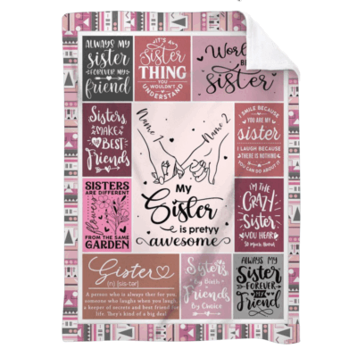 Personalized Sister Blanket – Custom Name Blanket for Sister, Christmas Gift for Sister from Sister, Birthday Gift for Best Friend Sister
