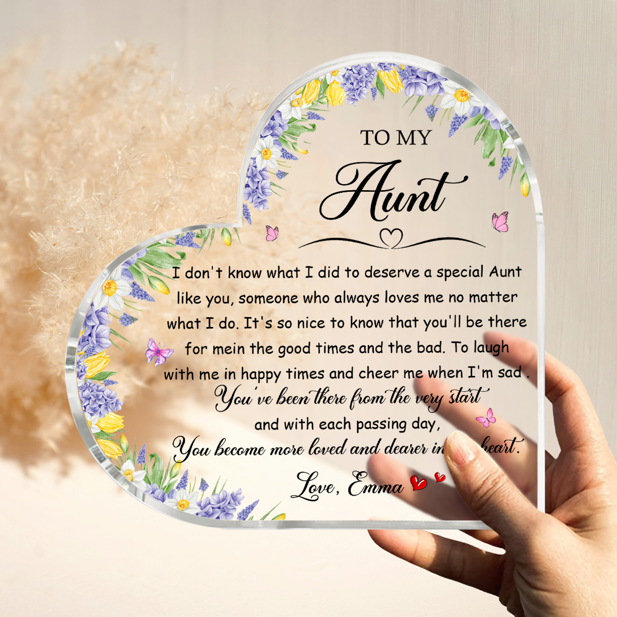 Personalized Acrylic Plaque for Aunt - Custom Auntie Christmas Gift From Nephew Niece, Best Aunt Ever Gift, Keepsake Gift For Aunt 1 Personalized acrylic plaque for aunt with custom name and message, Christmas gift from nephew or niece, elegant keepsake décor.