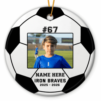 Personalized Soccer Photo Ornament – Soccer Gift for Player, Custom Name and Number Ornament, Soccer Player Christmas Keepsake
