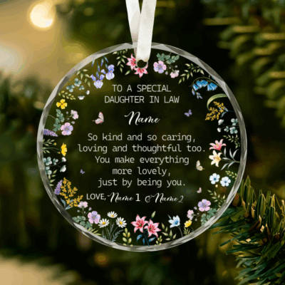 Personalized Daughter In Law ornament, Christmas gift from mother-in-law, custom holiday keepsake with name.