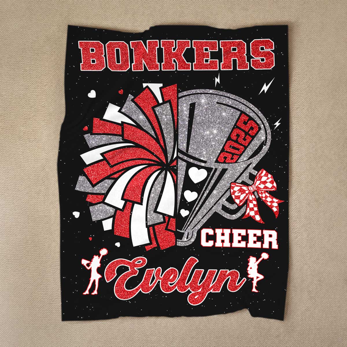 Personalized Cheerleader Blanket – Custom Cheer Blanket with Name, Cheerleading Team Gift, Cheer Coach Gift, Cheer Squad Blanket 2025 1 Personalized Cheerleader Blanket with custom name and team design, perfect cheerleading gift for coach or squad, 2025 team fleece blanket keepsake.