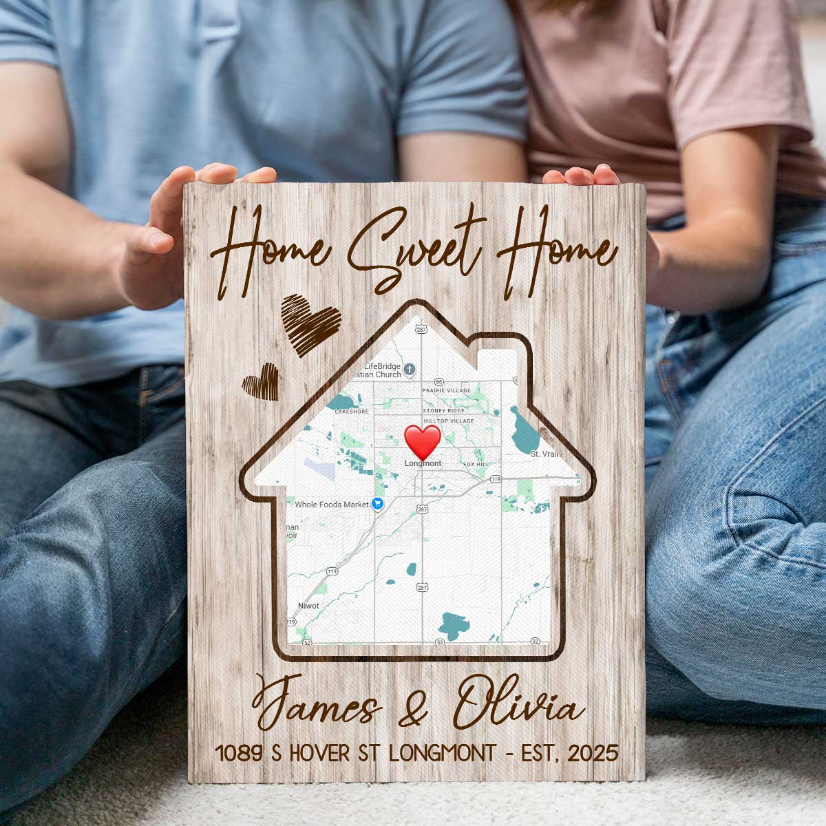 Our First Home Map Canvas - Personalized Housewarming Gift, Custom Home Map, First Time Home Buyer, First Home Gift Map, New House Gift, Gift from Realtor