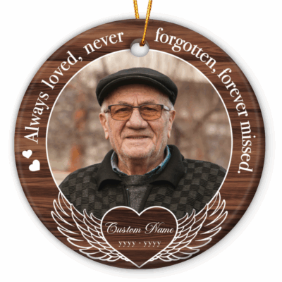 Custom Photo Memorial Ceramic Ornament - Christmas Sympathy Gift, Personalized Name and Date Gift, Loss Of Loved One Keepsake