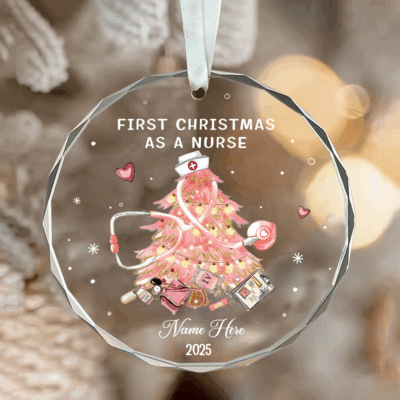 Personalized First Christmas as a Nurse ornament with name and year, custom nurse Christmas keepsake, new nurse gift for holiday tree decoratio