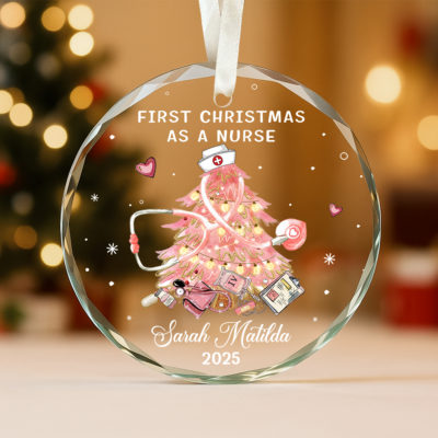Benicee Shop 27 Personalized First Christmas as a Nurse ornament with name and year, custom nurse Christmas keepsake, new nurse gift for holiday tree decoratio