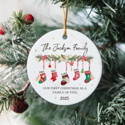 personalized family stocking ceramic ornament christmas gift for family