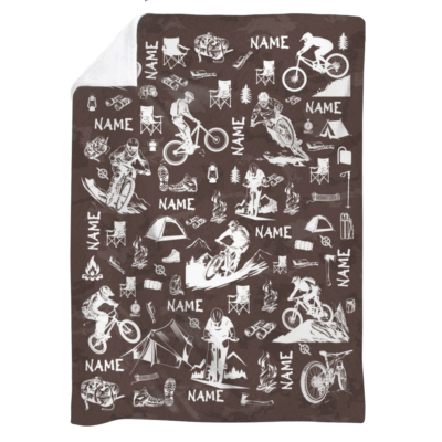 Personalized Christmas Gifts 2025 25 Personalized mountain bike blanket with name, custom MTB rider gift for cyclists and camping enthusiasts.