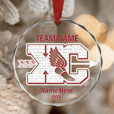Personalized cross country ornament with runner design, custom name and year, XC team Christmas keepsake.