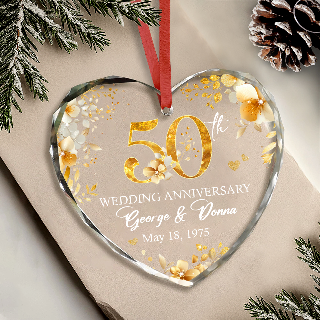 personalized 50th anniversary glass ornament wedding anniversary gift 1 1