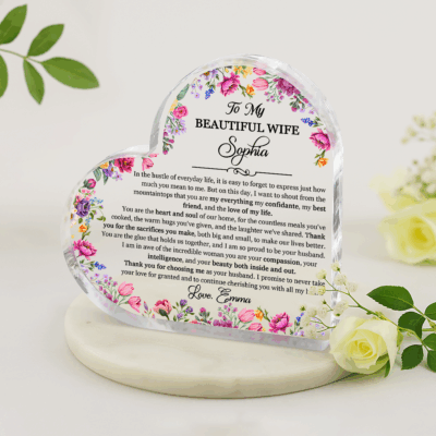 To my wife Personalized acrylic plaque with custom message, romantic anniversary gift from husband.