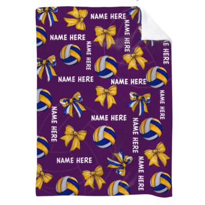 Personalized volleyball blanket for girls with custom name and bow design