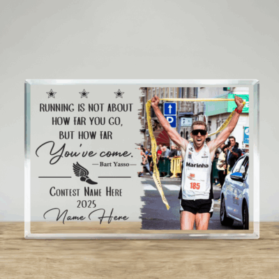 Personalized running picture acrylic plaque with race photo and custom text