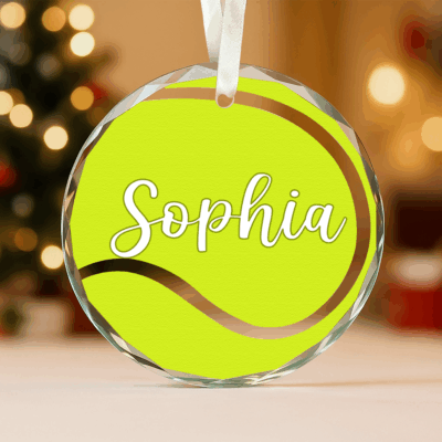 Benicee Shop 23 Personalized tennis ornament with player name and racket design