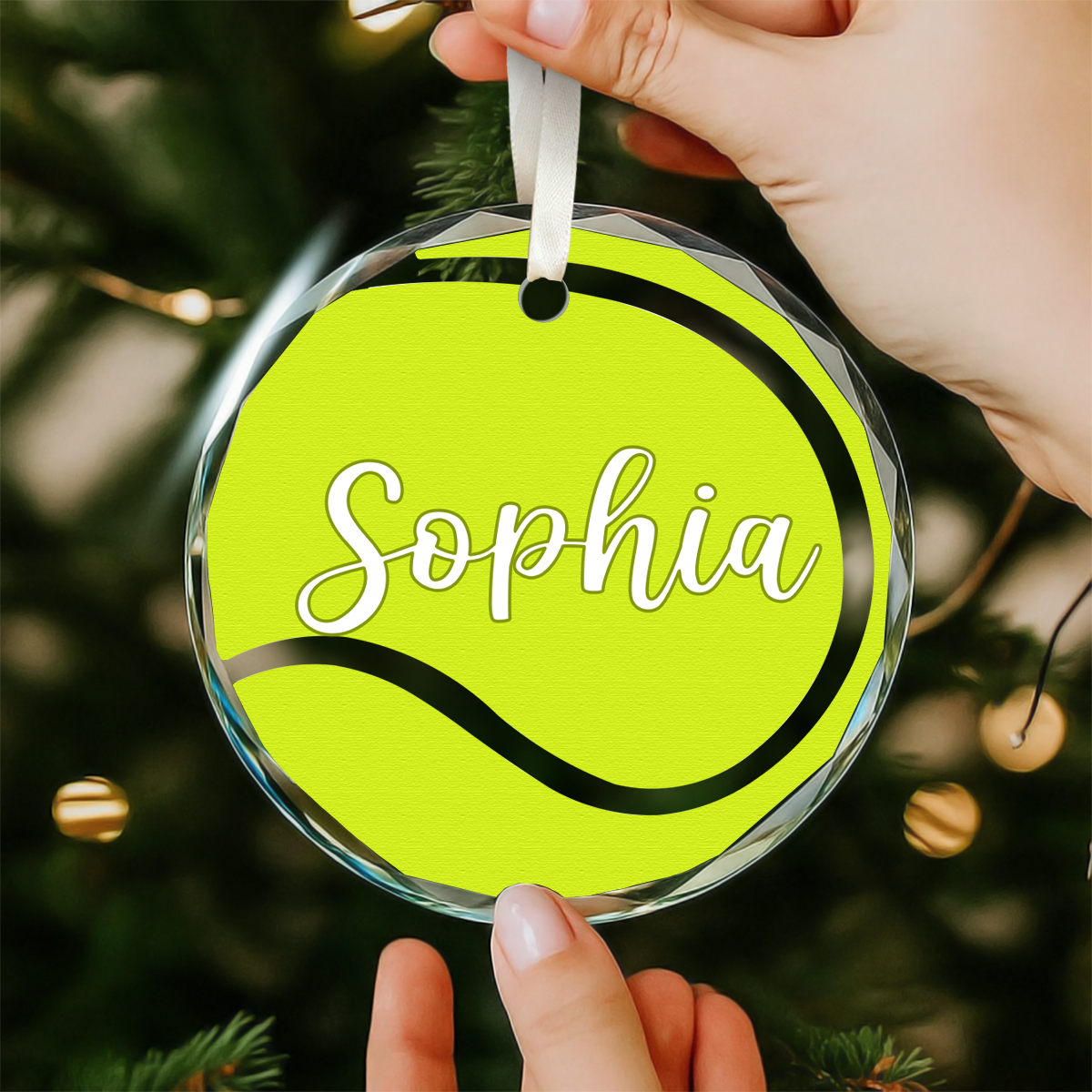 Personalized Tennis Ornament – Tennis Christmas Glass Ornament, Tennis Player Gift, Tennis Coach Gift, Custom Tennis Team Keepsake Gift 1 Personalized tennis ornament with player name and racket design