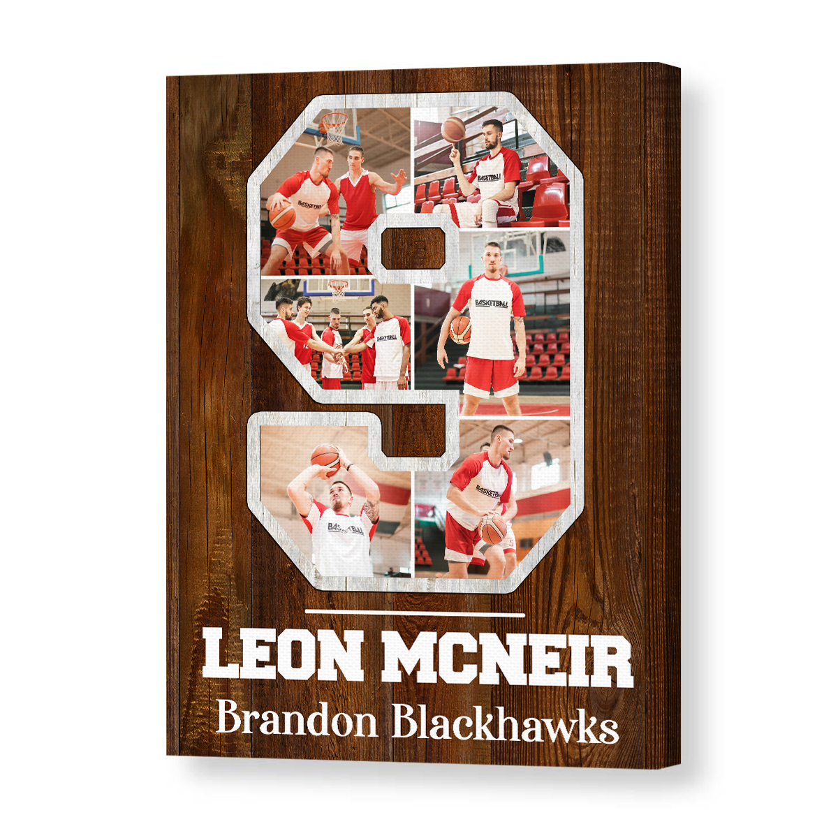 Custom Jersey Number Photo Collage Canvas – Personalized Sports Number Wall Art, Senior Night Gift for Basketball Player, Athlete Photo Gift 1 Custom jersey number photo collage canvas with athlete pictures and personalized number