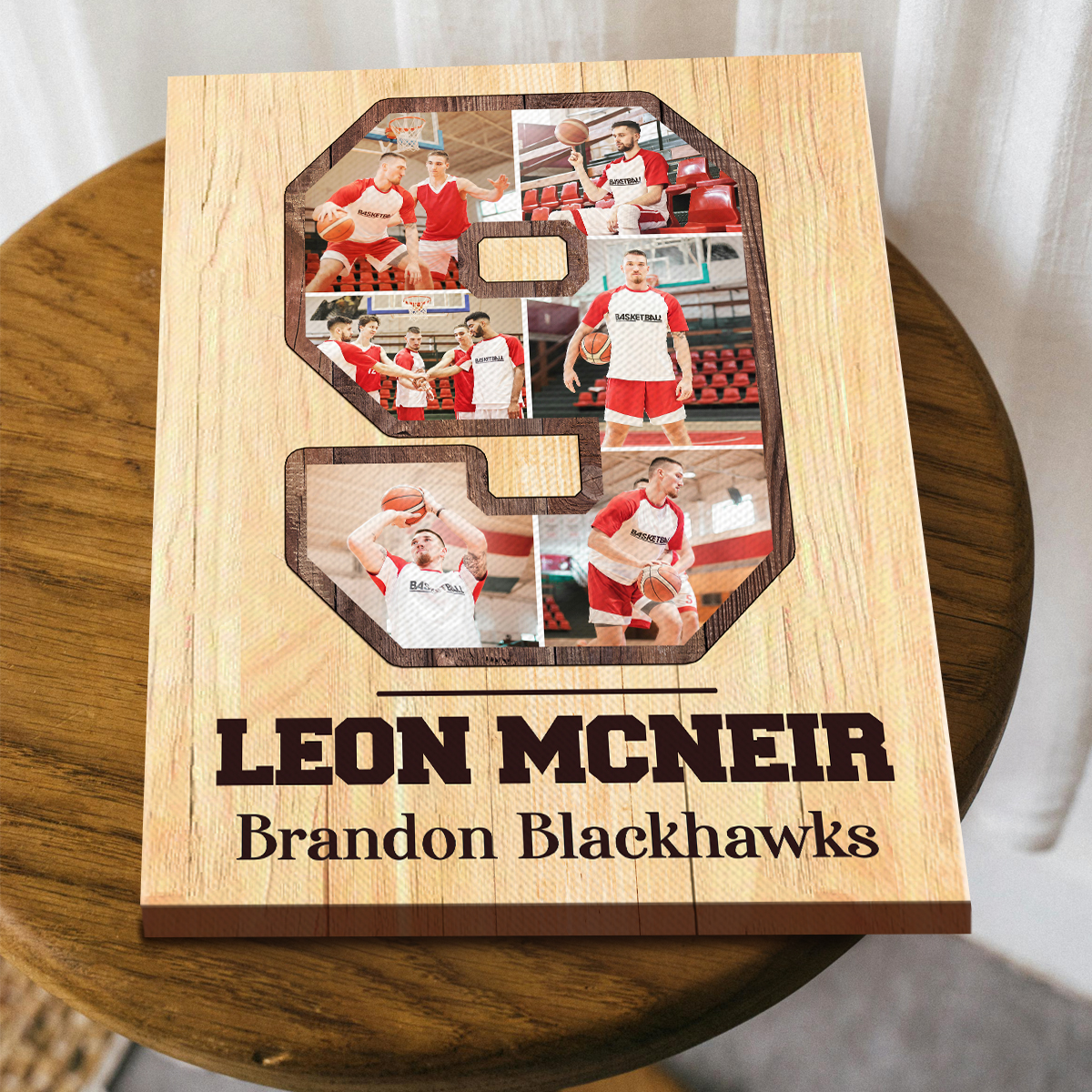 Custom Jersey Number Photo Collage Canvas – Personalized Sports Number Wall Art, Senior Night Gift for Basketball Player, Athlete Photo Gift 4 Custom jersey number photo collage canvas with athlete pictures and personalized number