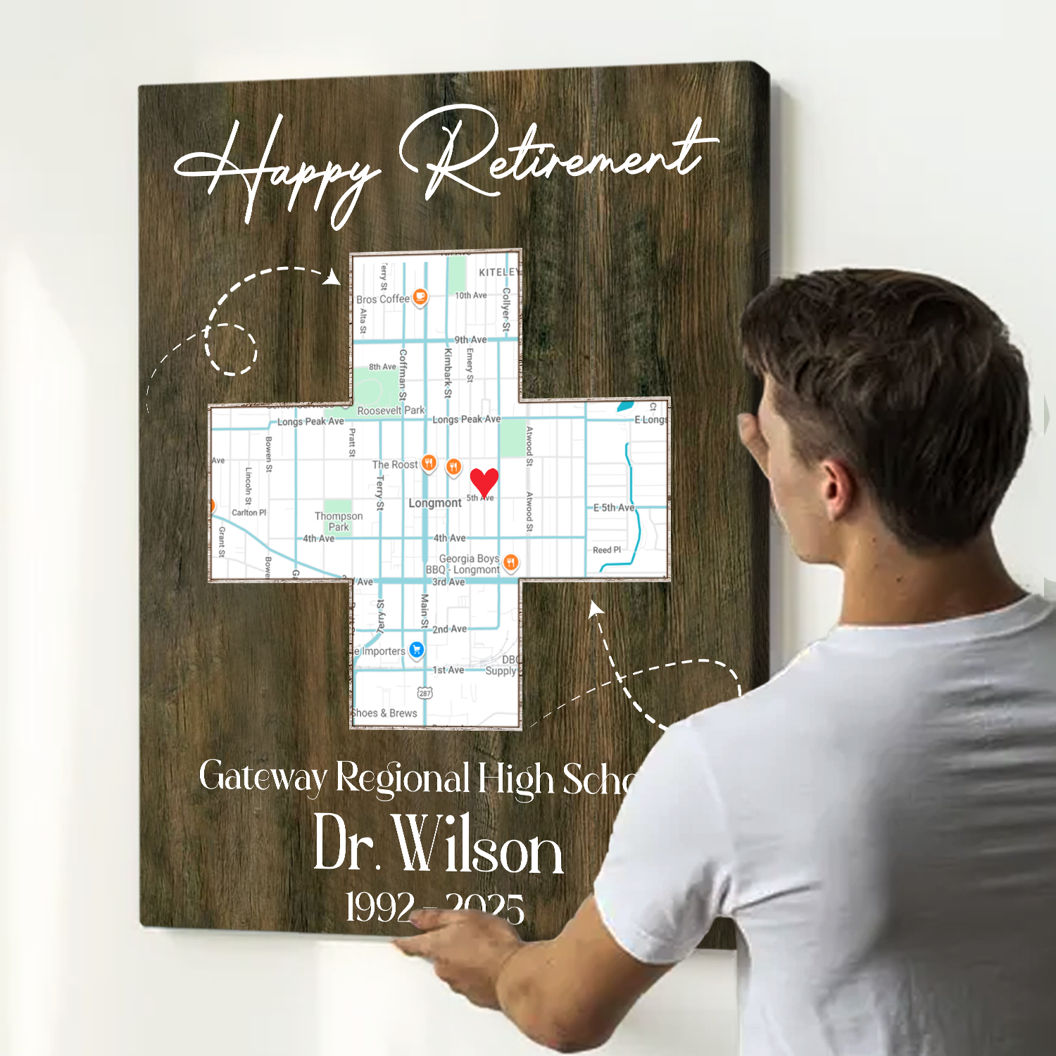 Personalized doctor retirement canvas with custom map and name