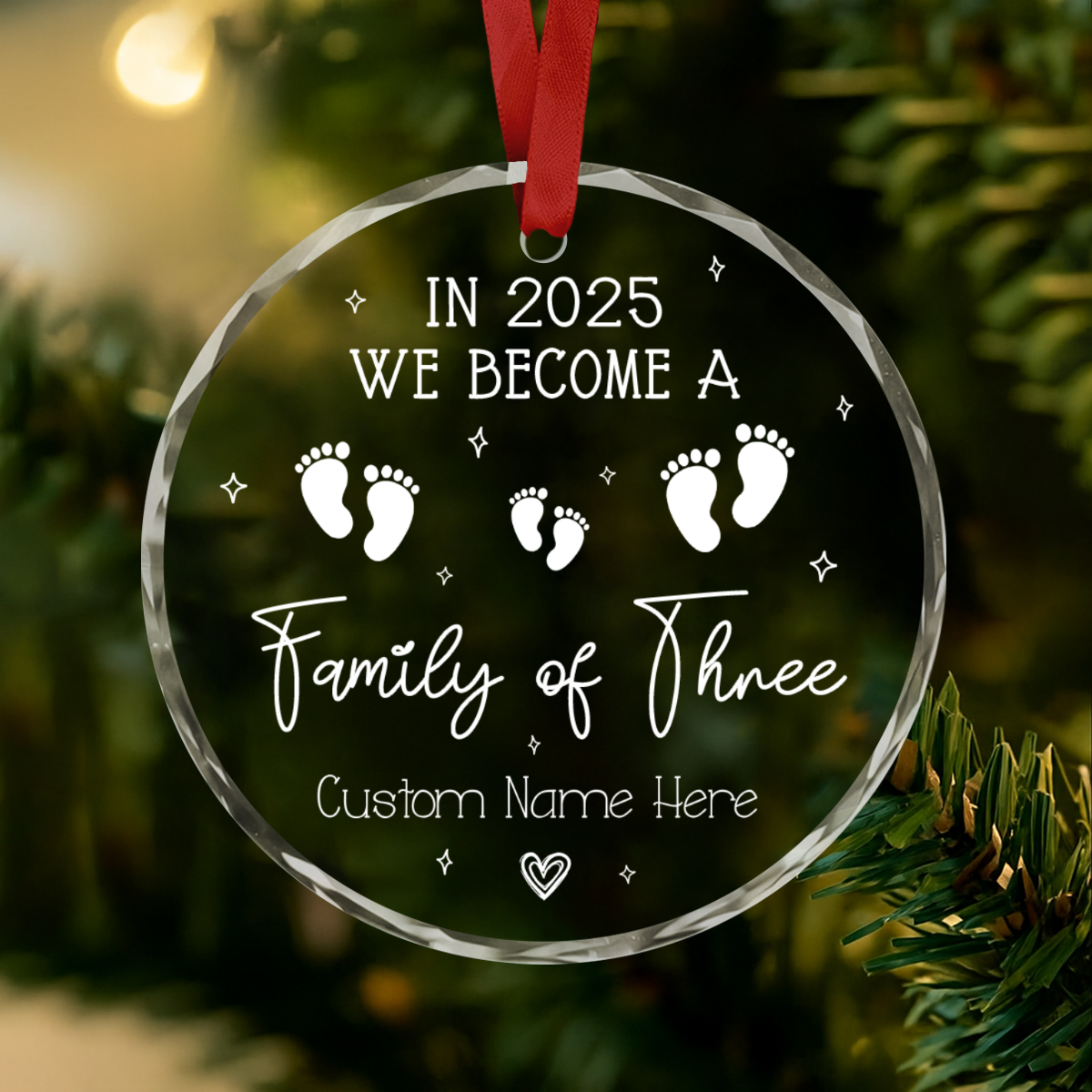 Personalized Family Of Three Ornament – Custom Glass Keepsake For New ...