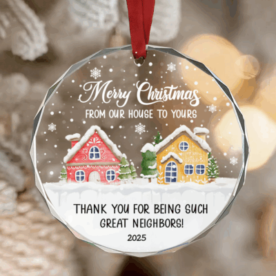 Personalized Neighbor Christmas Ornament with festive design, custom holiday keepsake gift for neighbor appreciation or new neighbor.