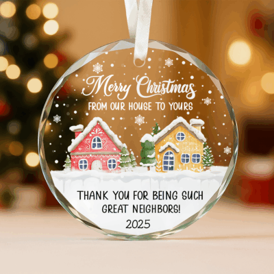 Benicee Shop 27 Personalized Neighbor Christmas Ornament with festive design, custom holiday keepsake gift for neighbor appreciation or new neighbor.