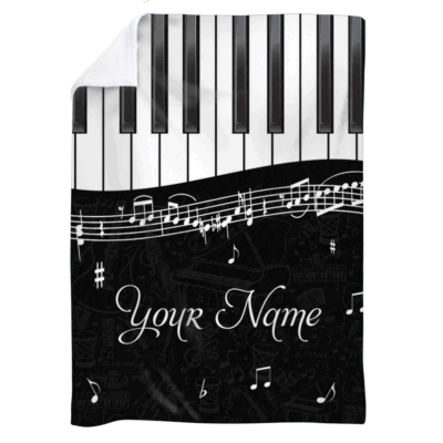 Personalized Christmas Gifts 2025 27 Personalized piano blanket with custom name and black-and-white piano design