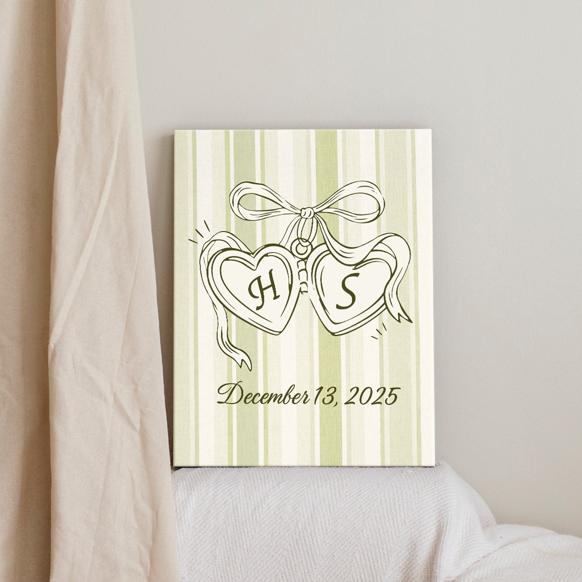 Personalized Couples Initial Canvas – Custom Couple Name & Date Wall Art, Romantic Valentine’s Day Gift, Anniversary Gift, Above Bed Decor 1 Personalized Couples Initial Canvas featuring custom couple initials, names, and date – romantic Valentine’s Day and anniversary wall art for above bed décor.