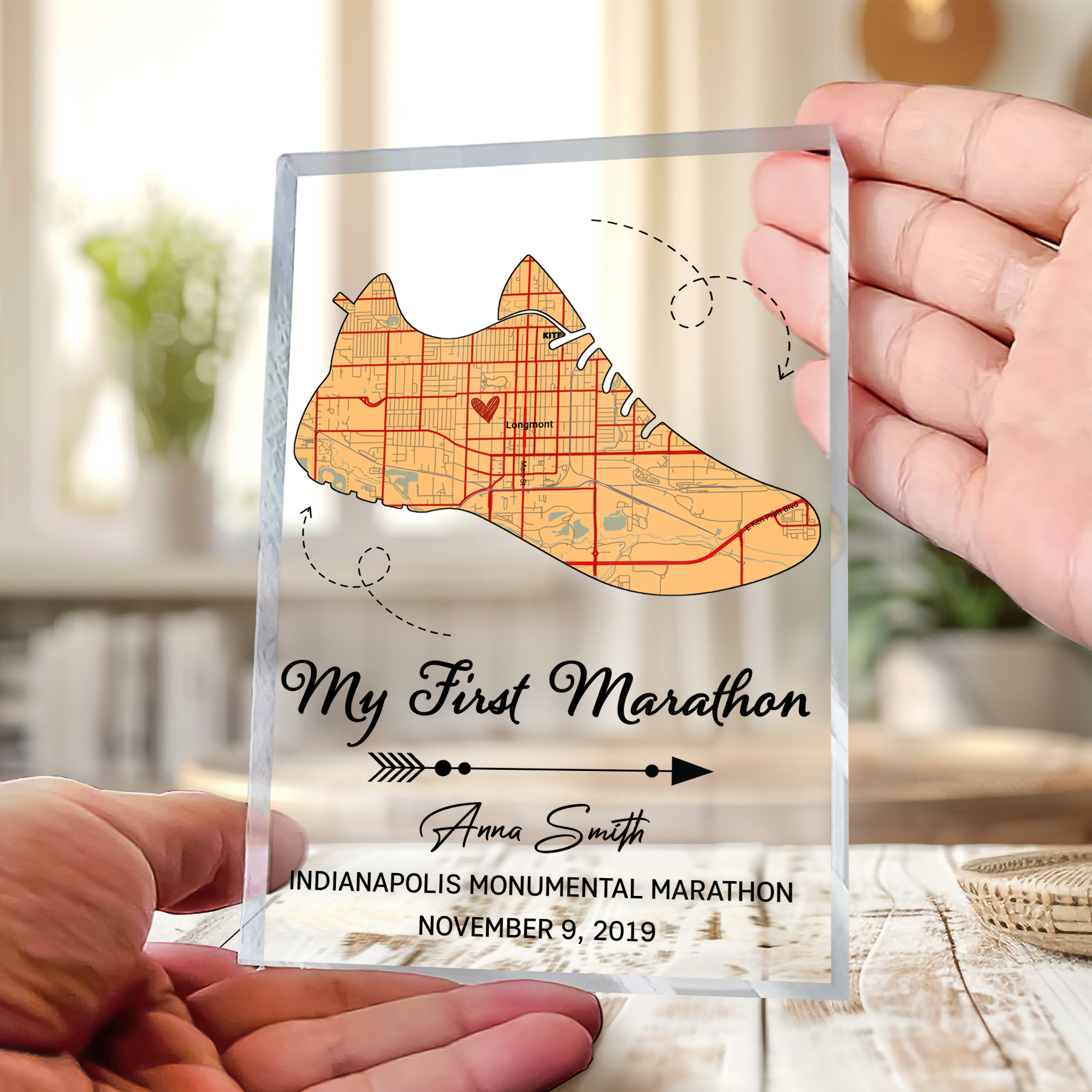 Personalized Marathon Map Acrylic Plaque – Custom Map, Name & Race Details Acrylic Keepsake, First Marathon Runner Gift, Marathon Finisher Gift 1 Personalized marathon map acrylic plaque with custom race route, name, and details – first marathon keepsake and marathon finisher gift.