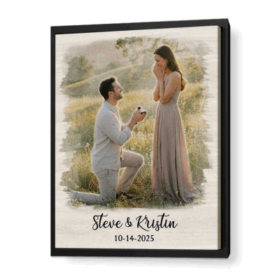 Personalized Couple Proposal Portrait Canvas – Custom Watercolor Portrait From Photo, Couple Proposal Gift, Engagement Gift for Him Her 10 Personalized couple proposal portrait canvas with custom watercolor artwork from photo – romantic engagement and proposal gift for couples.