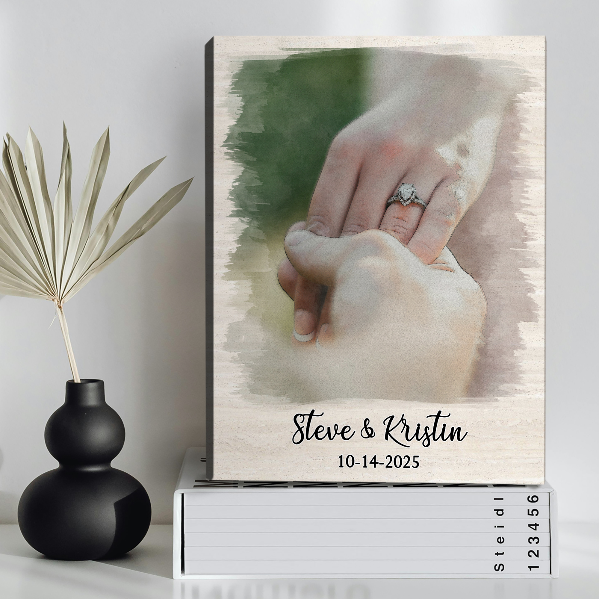 Personalized Couple Proposal Portrait Canvas – Custom Watercolor Portrait From Photo, Couple Proposal Gift, Engagement Gift for Him Her 2 Personalized couple proposal portrait canvas with custom watercolor artwork from photo – romantic engagement and proposal gift for couples.