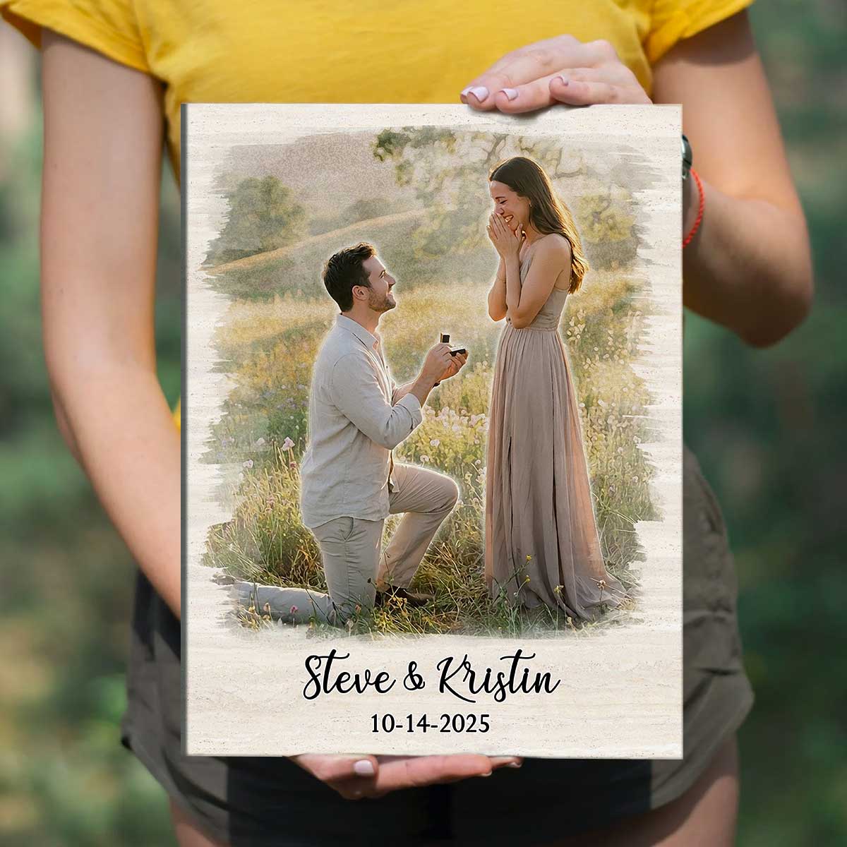 Personalized Couple Proposal Portrait Canvas – Custom Watercolor Portrait From Photo, Couple Proposal Gift, Engagement Gift for Him Her 6 Personalized couple proposal portrait canvas with custom watercolor artwork from photo – romantic engagement and proposal gift for couples.