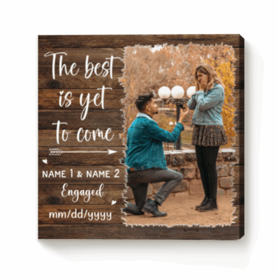 Personalized engagement photo canvas – custom engagement gift for couples and newly engaged friends.