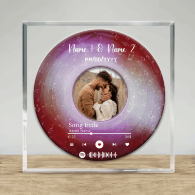 Personalized song vinyl record acrylic plaque with photo – romantic anniversary gift for boyfriend or husband.