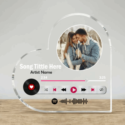 Custom acrylic music plaque with Spotify code – personalized song anniversary gift for couples.