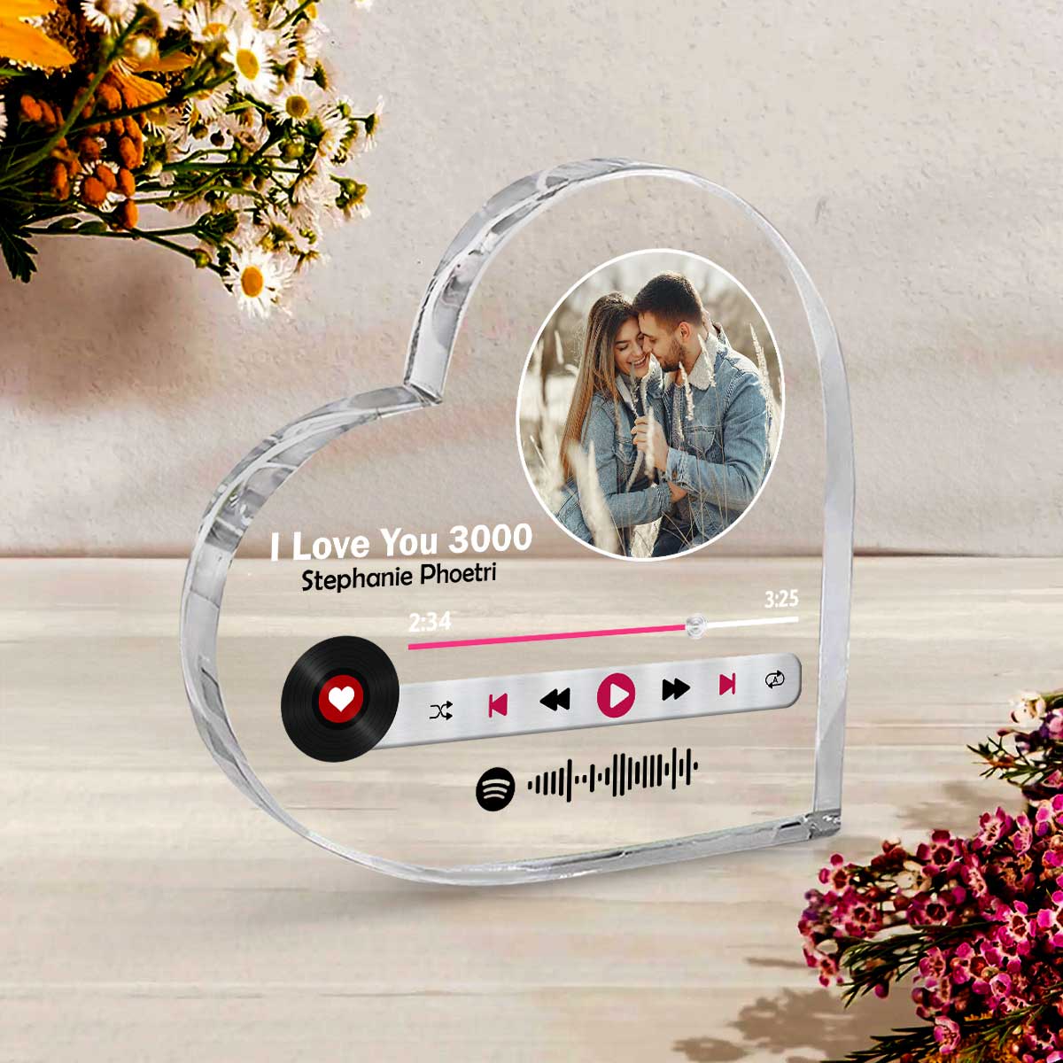Custom Acrylic Music Plaque - Spotify Code Record Plaque, Personalized Song Anniversary Gift for Couples, Valentine's Day Gifts for Her Him 1 Custom acrylic music plaque with Spotify code – personalized song anniversary gift for couples.