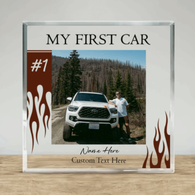 Personalized my first car acrylic plaque – custom first car milestone keepsake gift for new drivers.