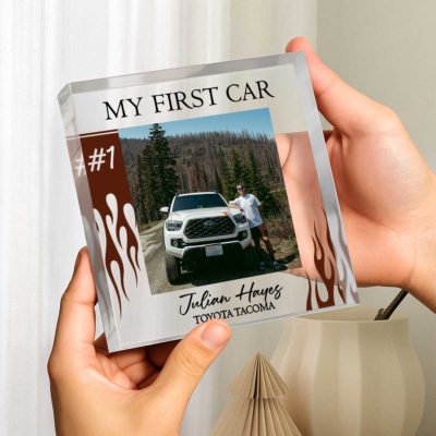Personalized my first car acrylic plaque – custom first car milestone keepsake gift for new drivers.