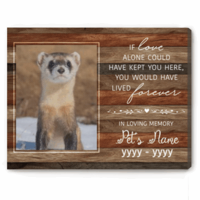 Personalized ferret memorial canvas with photo and name – sympathy gift for ferret owners.