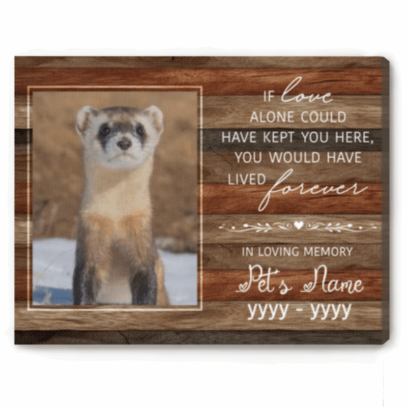 Personalized ferret memorial canvas with photo and name – sympathy gift for ferret owners.